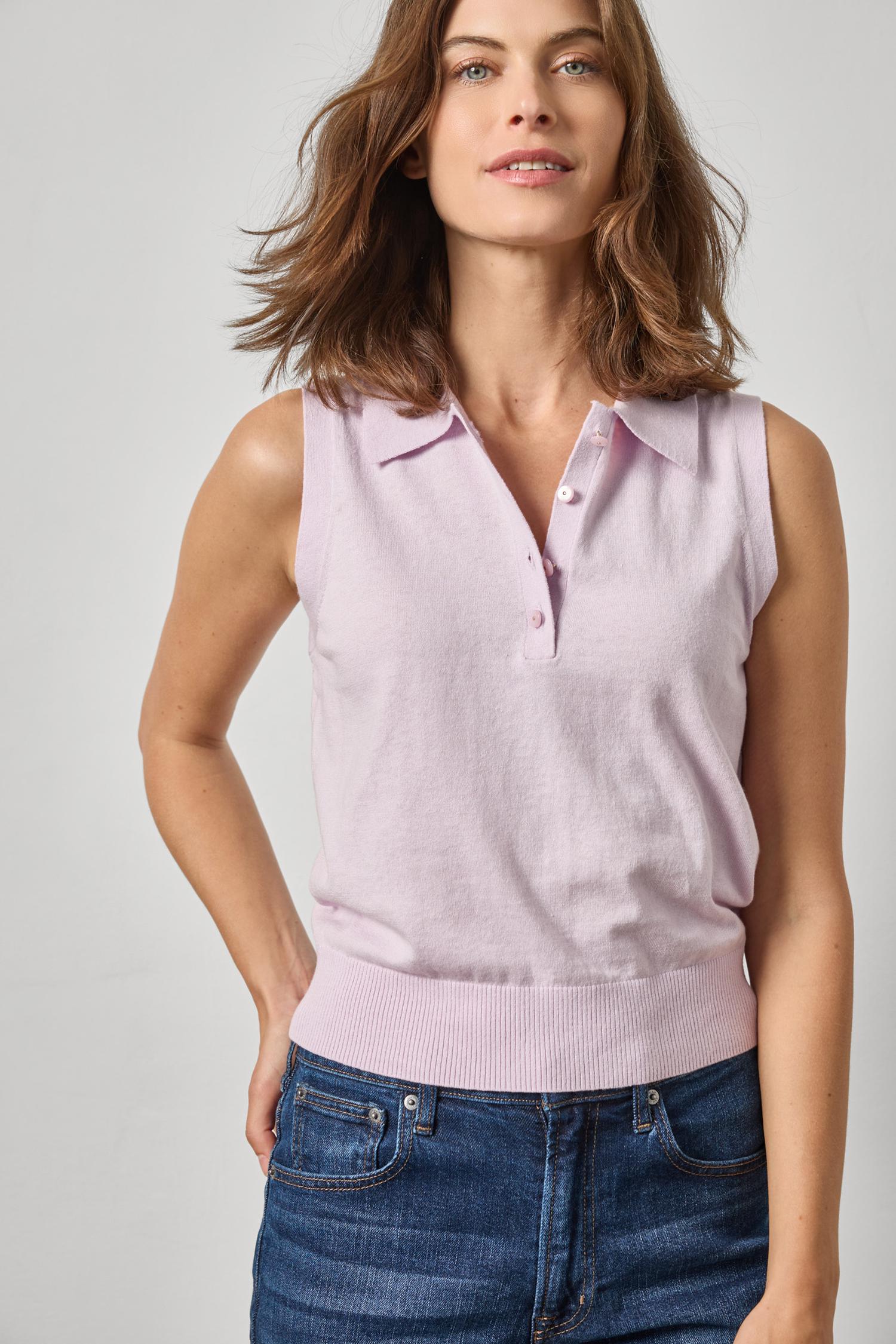Sleeveless Polo Sweater Womens Sweater Wisteria A3