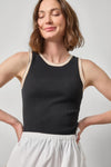 Contrast Trim Knit Tank Womens Sweater Black A1