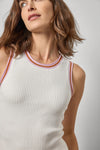 Contrast Trim Knit Tank Womens Sweater White A3