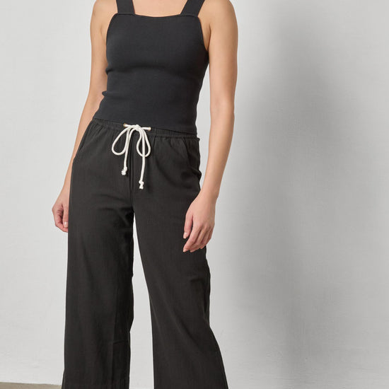 Wide Strap Knit Tank in color Black Image A1