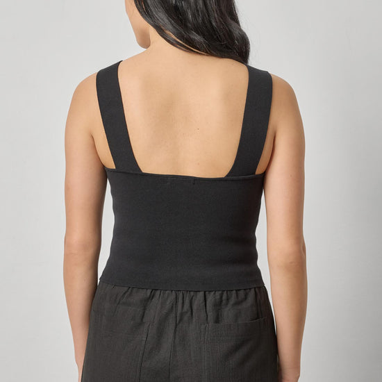 Wide Strap Knit Tank in color Black Image A2