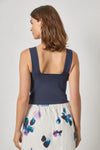 Wide Strap Knit Tank Womens Sweater Navy A2