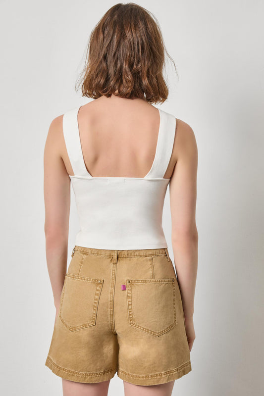 Wide Strap Knit Tank Womens Sweater White A2