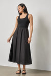 Mixed Media Scoop Neck Dress Womens Dress Black A1