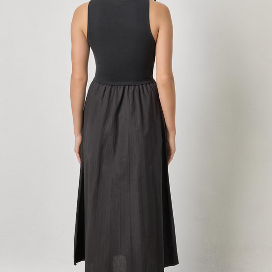 Mixed Media Scoop Neck Dress Womens Dress Black A2