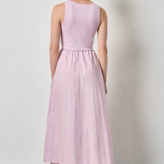 Mixed Media Scoop Neck Dress Womens Dress Lavender A2