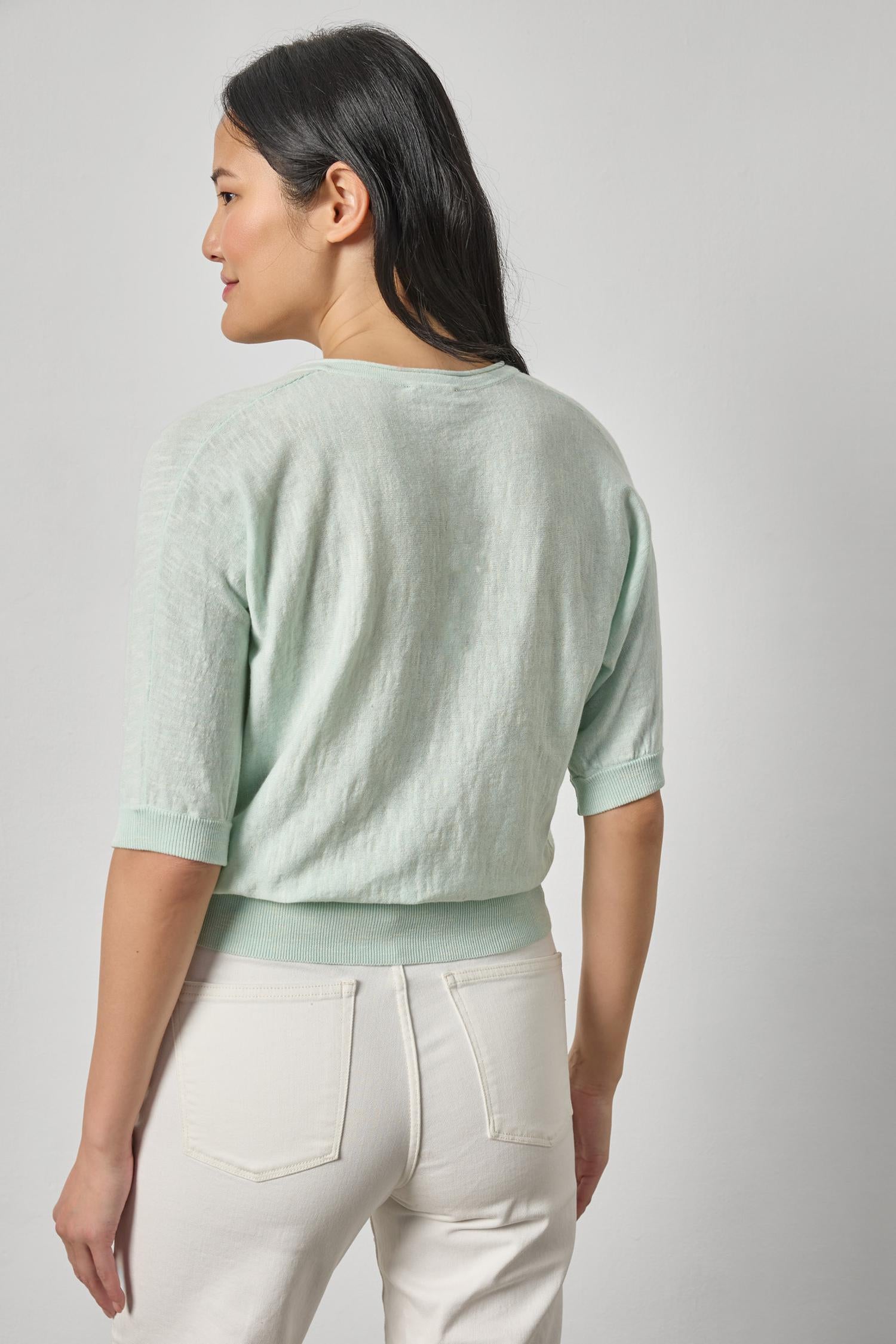 Dolman V-Neck Sweater Womens Sweater Blue Mist A2