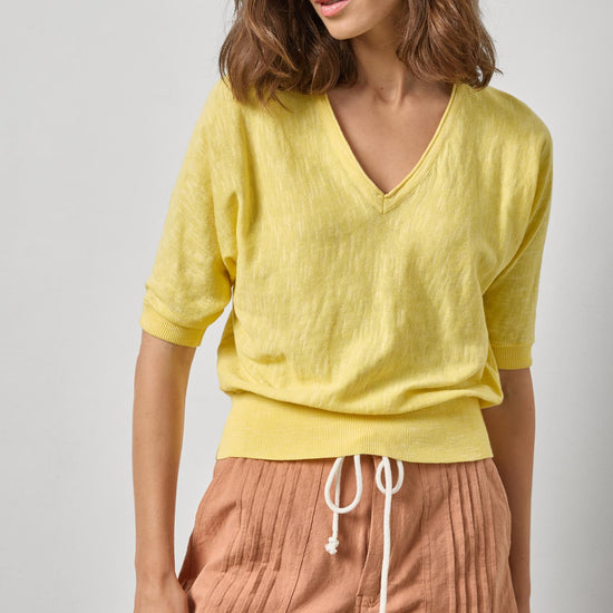Dolman V-Neck Sweater Womens Sweater Lemon A1