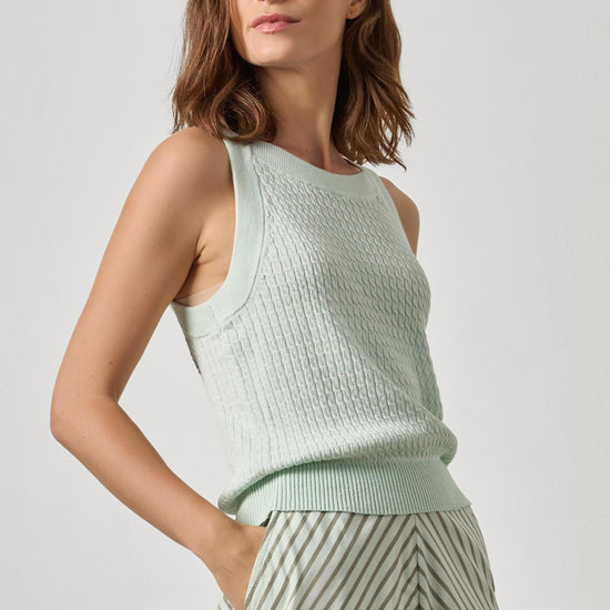 Mini Cable Knit Tank in color Blue Mist Image A1
