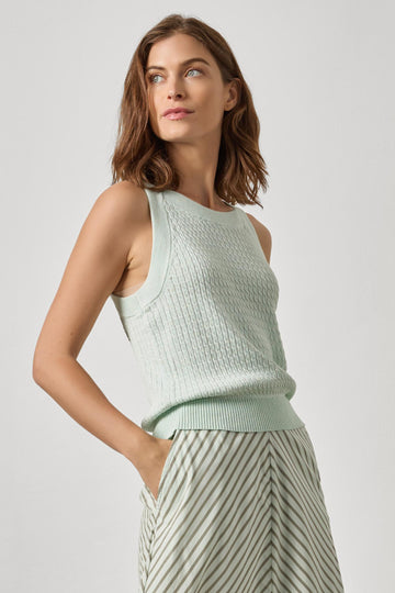 Mini Cable Knit Tank in color Blue Mist Image A1
