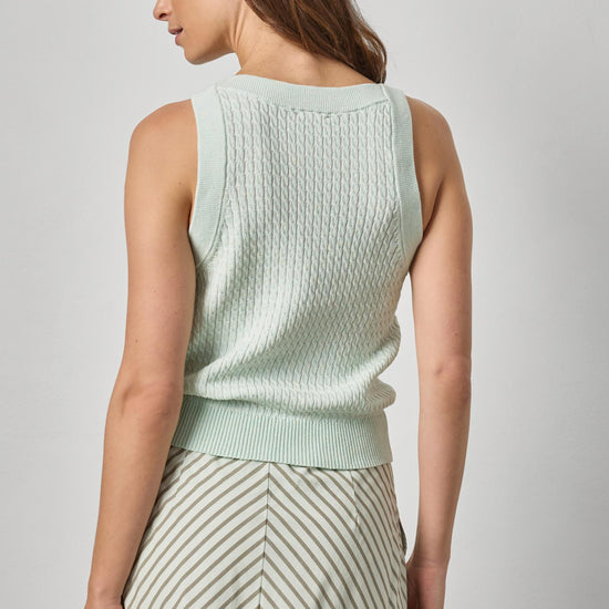 Mini Cable Knit Tank in color Blue Mist Image A2