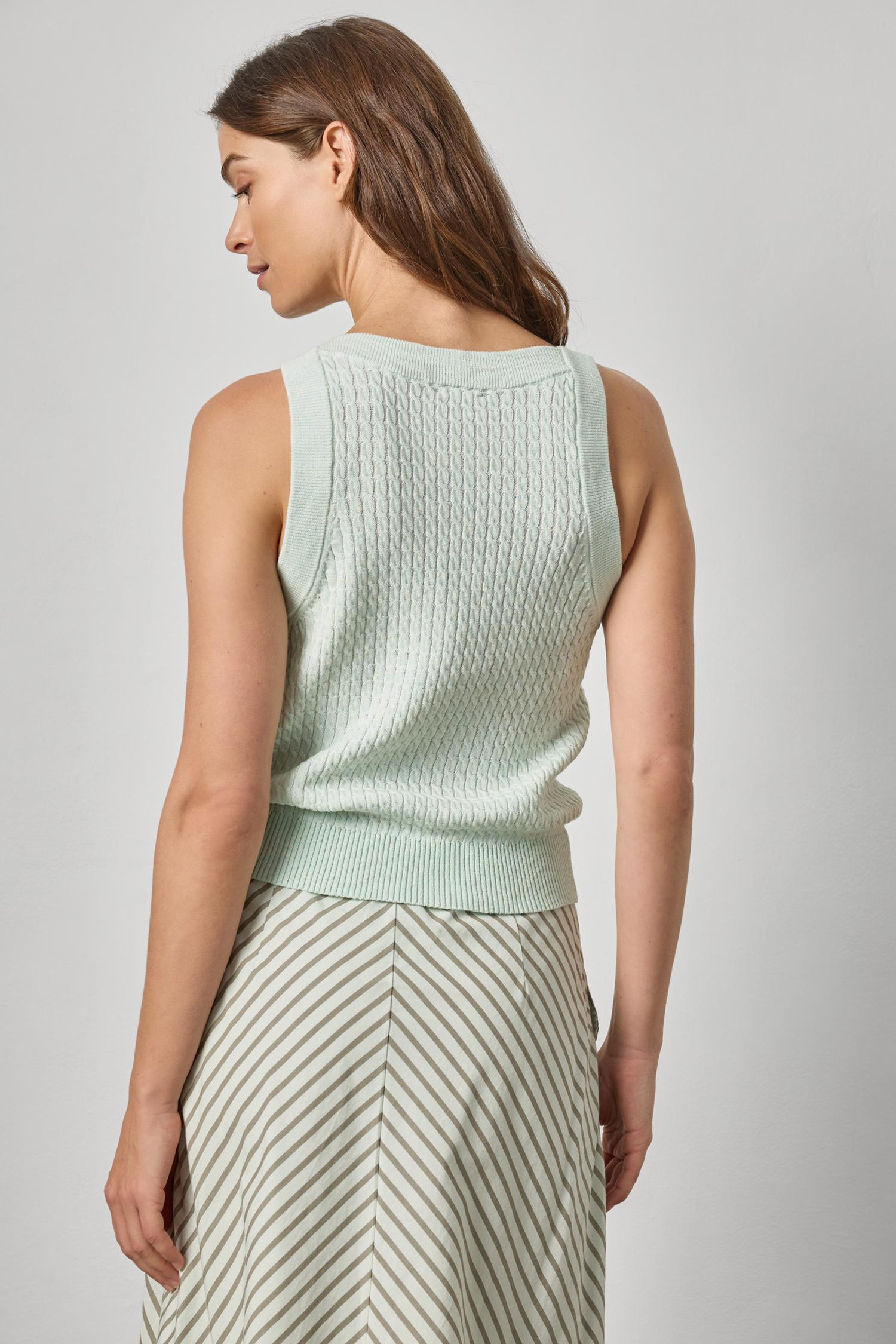 Mini Cable Knit Tank in color Blue Mist Image A2