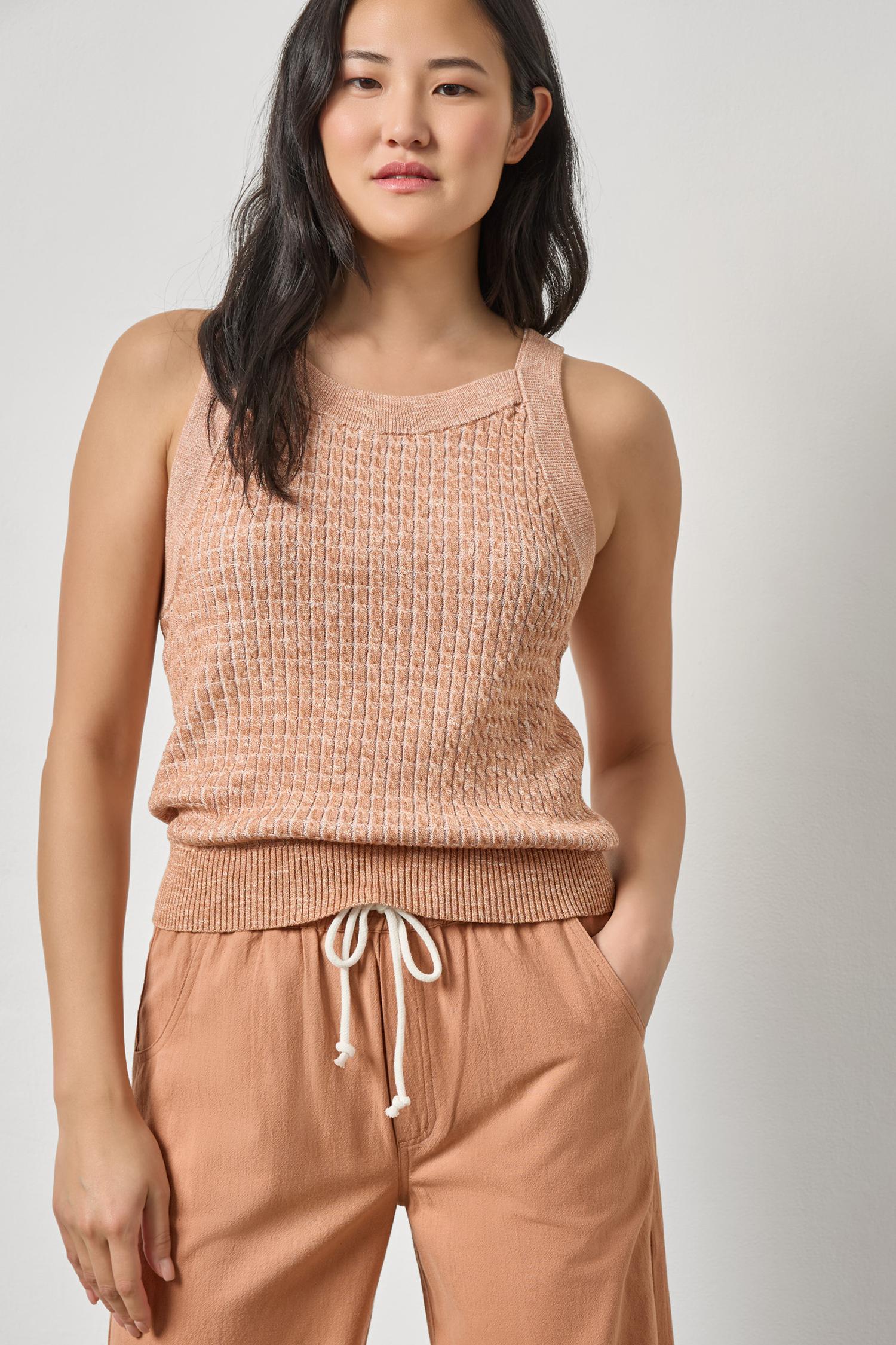 Mini Cable Knit Tank in color Coppertone Image A1