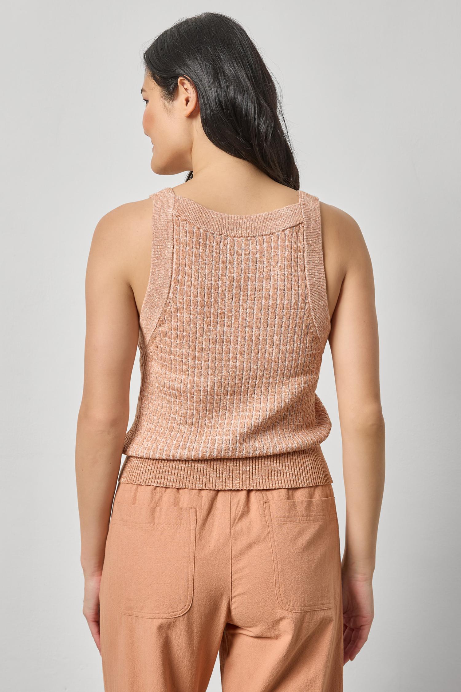 Mini Cable Knit Tank in color Coppertone Image A2