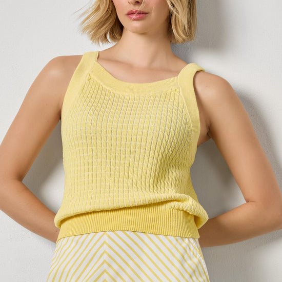 Mini Cable Knit Tank in color Lemon Image A1