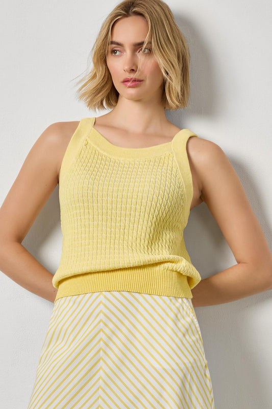 Mini Cable Knit Tank in color Lemon Image A1