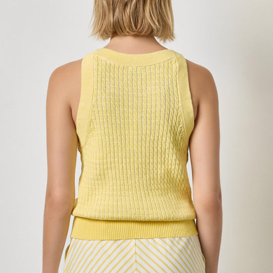 Mini Cable Knit Tank in color Lemon Image A2