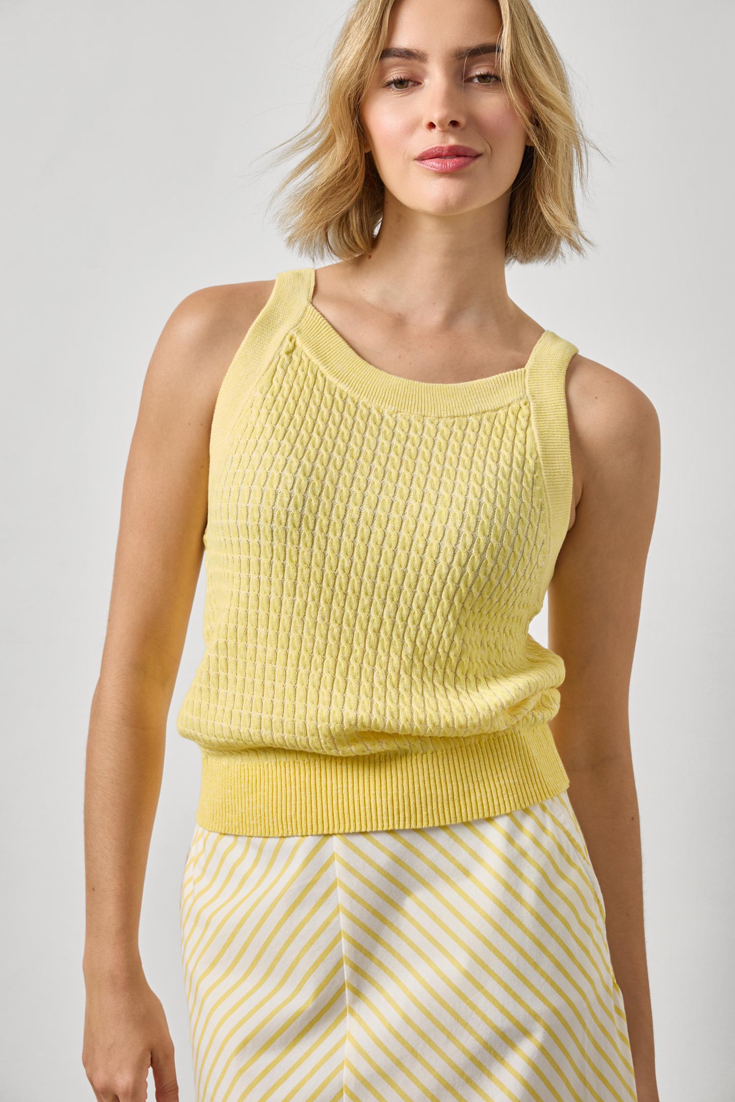 Mini Cable Knit Tank in color Lemon Image A3