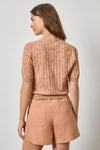 Open Stitch V-Neck Cardigan Womens Sweater Coppertone A2