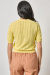 Open Stitch V-Neck Cardigan Womens Sweater Lemon A2