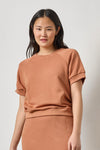 Short Sleeve Terry Sweatshirt Womens Top Carob A1