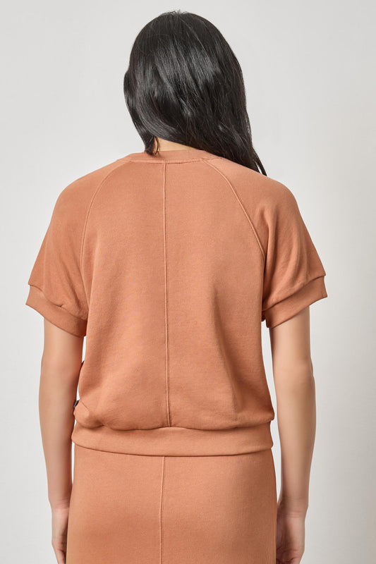 Short Sleeve Terry Sweatshirt Womens Top Carob A2