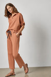 Oversized Terry Polo Womens Top Carob A3