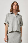 Oversized Terry Polo Womens Top Heather Grey A1