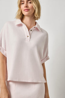 Oversized Terry Polo Womens Top Rosewater A1