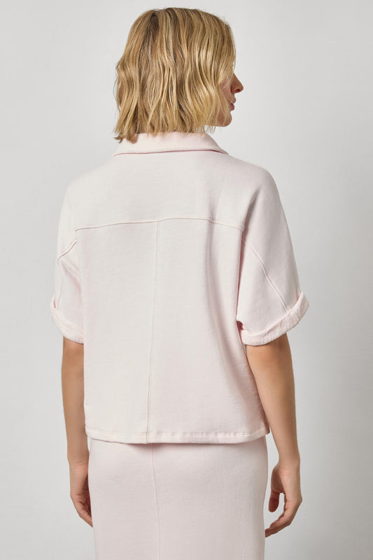 Oversized Terry Polo Womens Top Rosewater A2