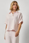 Oversized Terry Polo Womens Top Rosewater A3