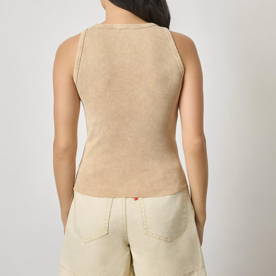 Sunwashed Rib Tank Womens Top Burlap Wash A2