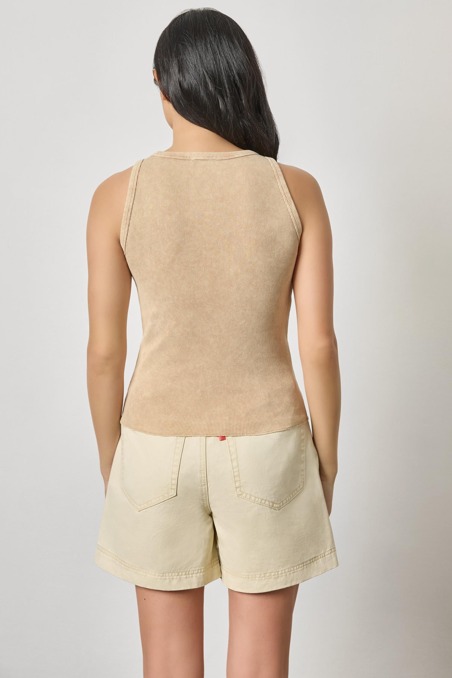 Sunwashed Rib Tank Womens Top Burlap Wash A2