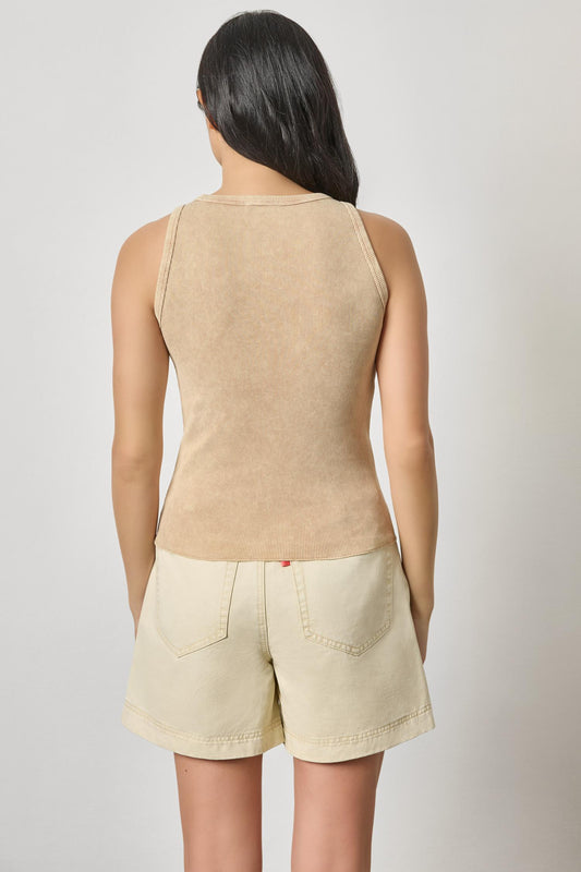 Sunwashed Rib Tank Womens Top Burlap Wash A2