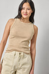 Sunwashed Rib Tank Womens Top Burlap Wash A3