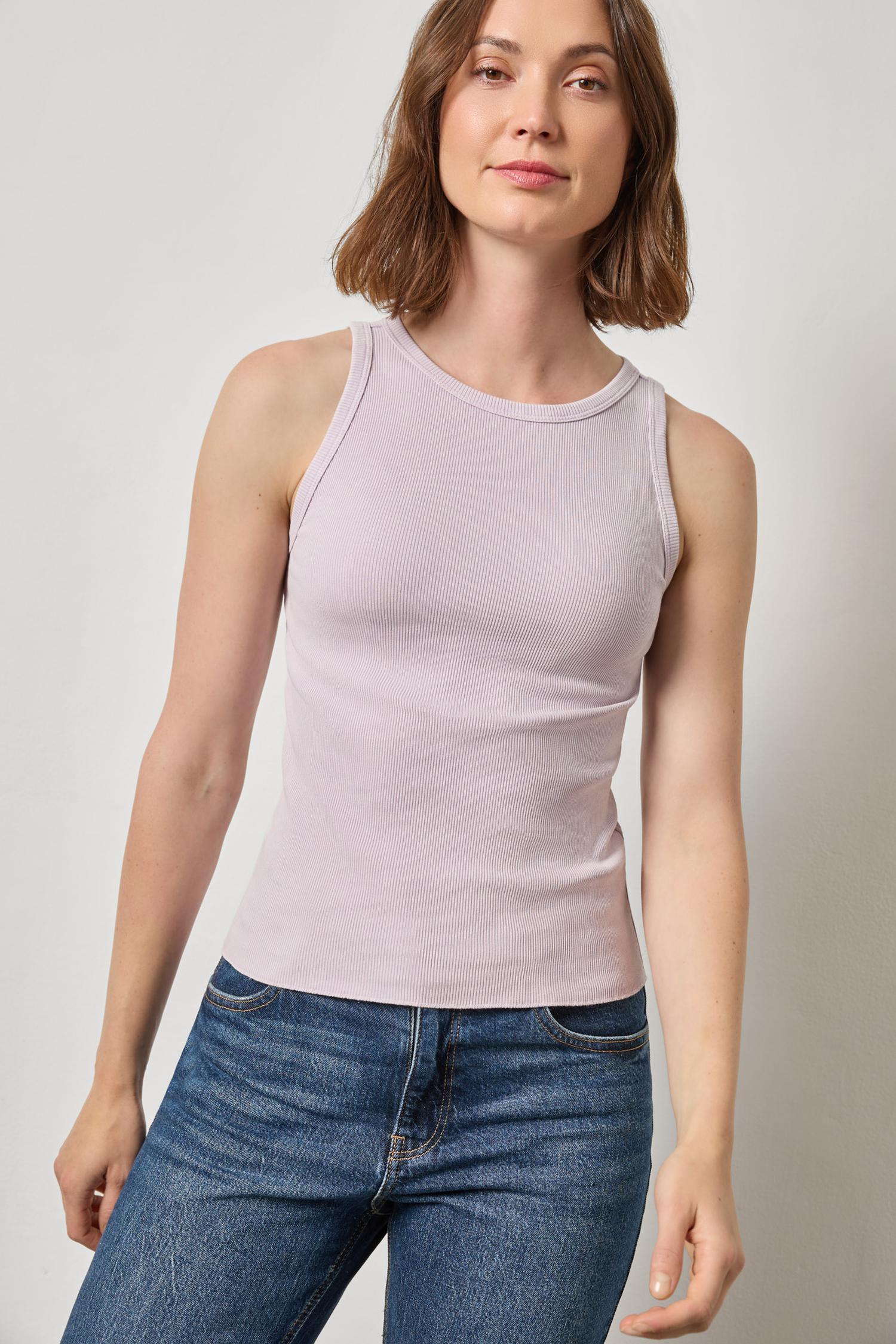 Sunwashed Rib Tank Womens Top Freesia Wash A1