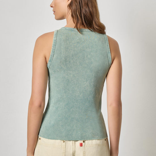 Sunwashed Rib Tank Womens Top Seagreen Wash A2