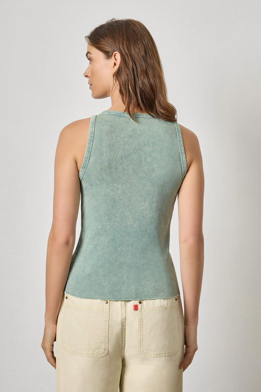 Sunwashed Rib Tank Womens Top Seagreen Wash A2