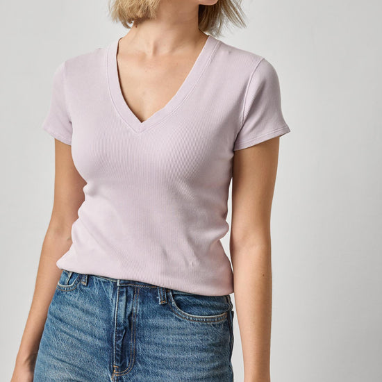 Sunwashed Cap Sleeve V-Neck Womens Top Freesia Wash A1