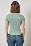 Sunwashed Cap Sleeve V-Neck Womens Top Seagreen Wash A2