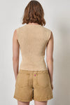 Sunwashed Cap Sleeve Henley Womens Top Burlap Wash A2