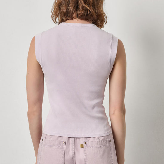 Sunwashed Cap Sleeve Henley Womens Top Freesia Wash A2