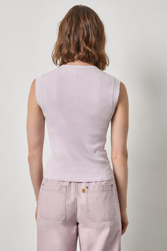 Sunwashed Cap Sleeve Henley Womens Top Freesia Wash A2