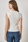 Sunwashed Cap Sleeve Henley Womens Top White A2