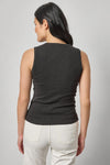 Ribbed Slub Scoop Neck Tank Womens Top Black A2