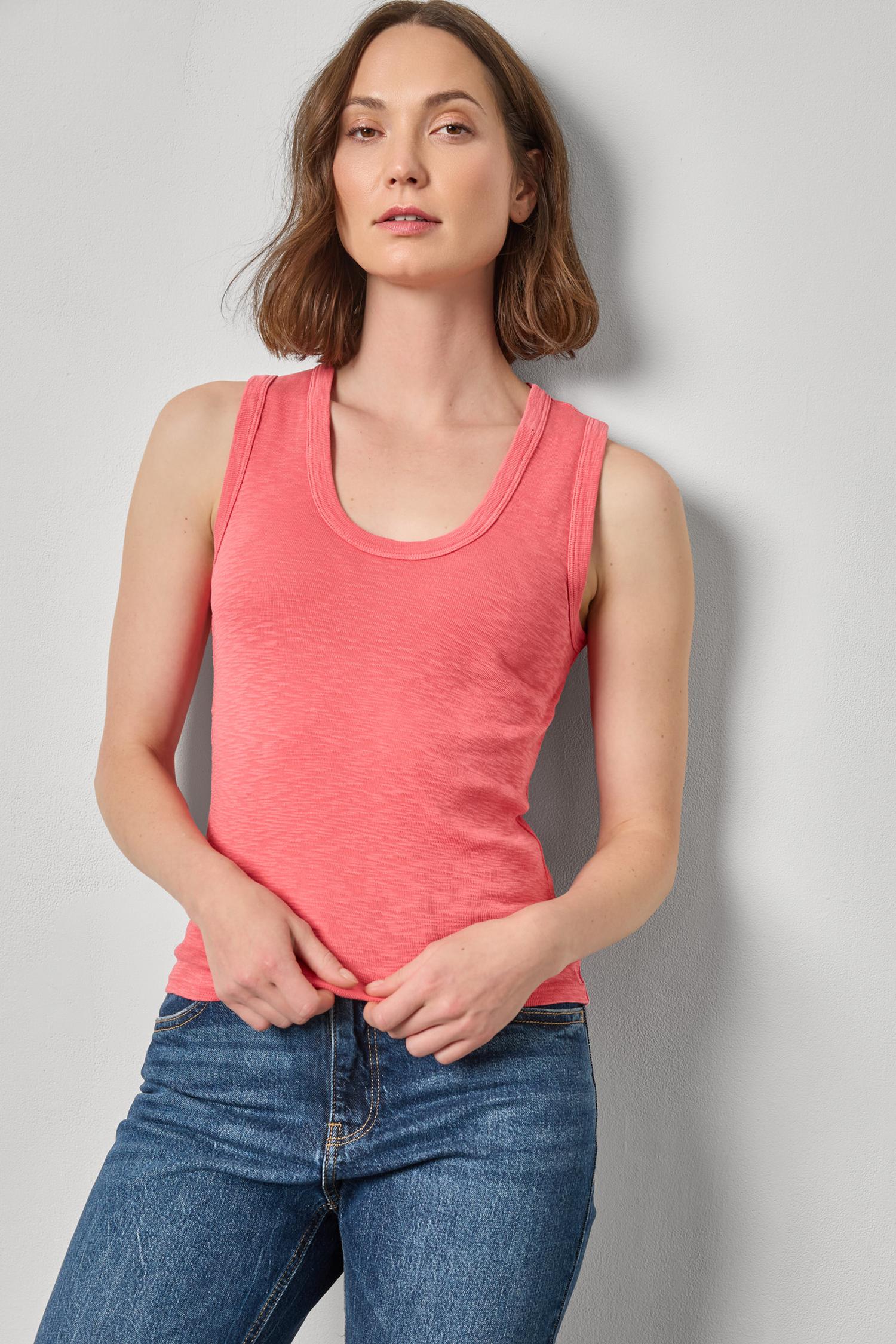 Ribbed Slub Scoop Neck Tank Womens Top Geranium A1