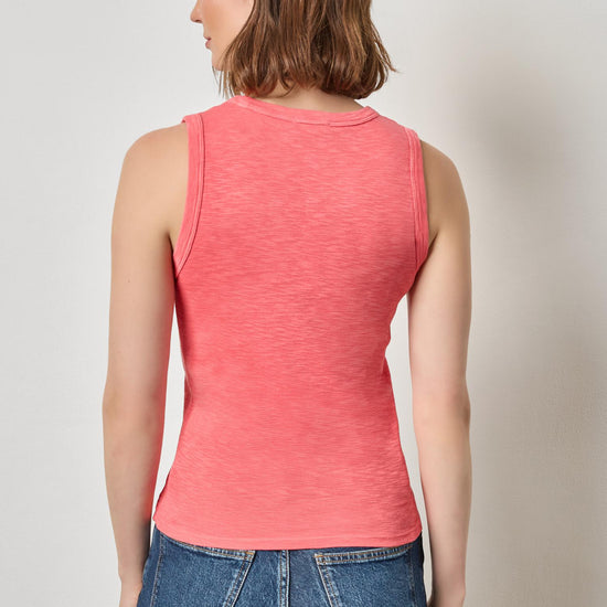 Ribbed Slub Scoop Neck Tank Womens Top Geranium A2