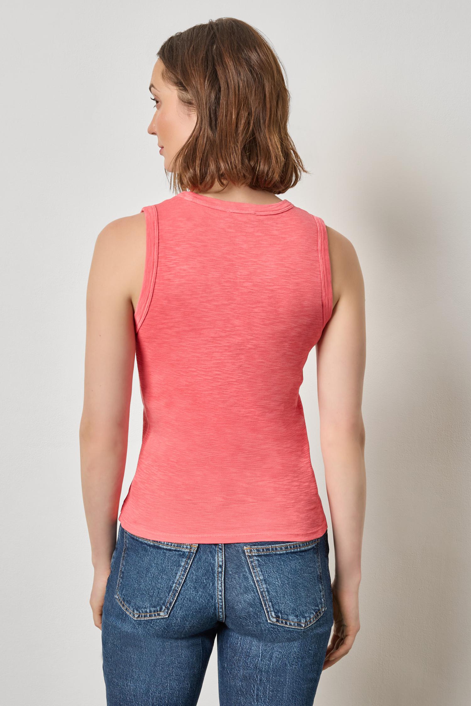 Ribbed Slub Scoop Neck Tank Womens Top Geranium A2