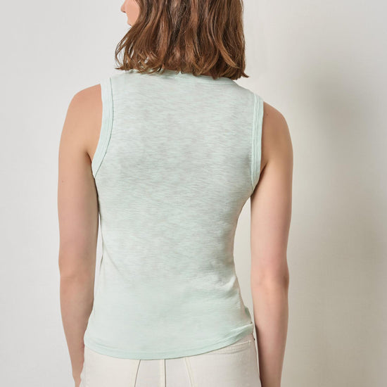 Ribbed Slub Scoop Neck Tank Womens Top Pool A2