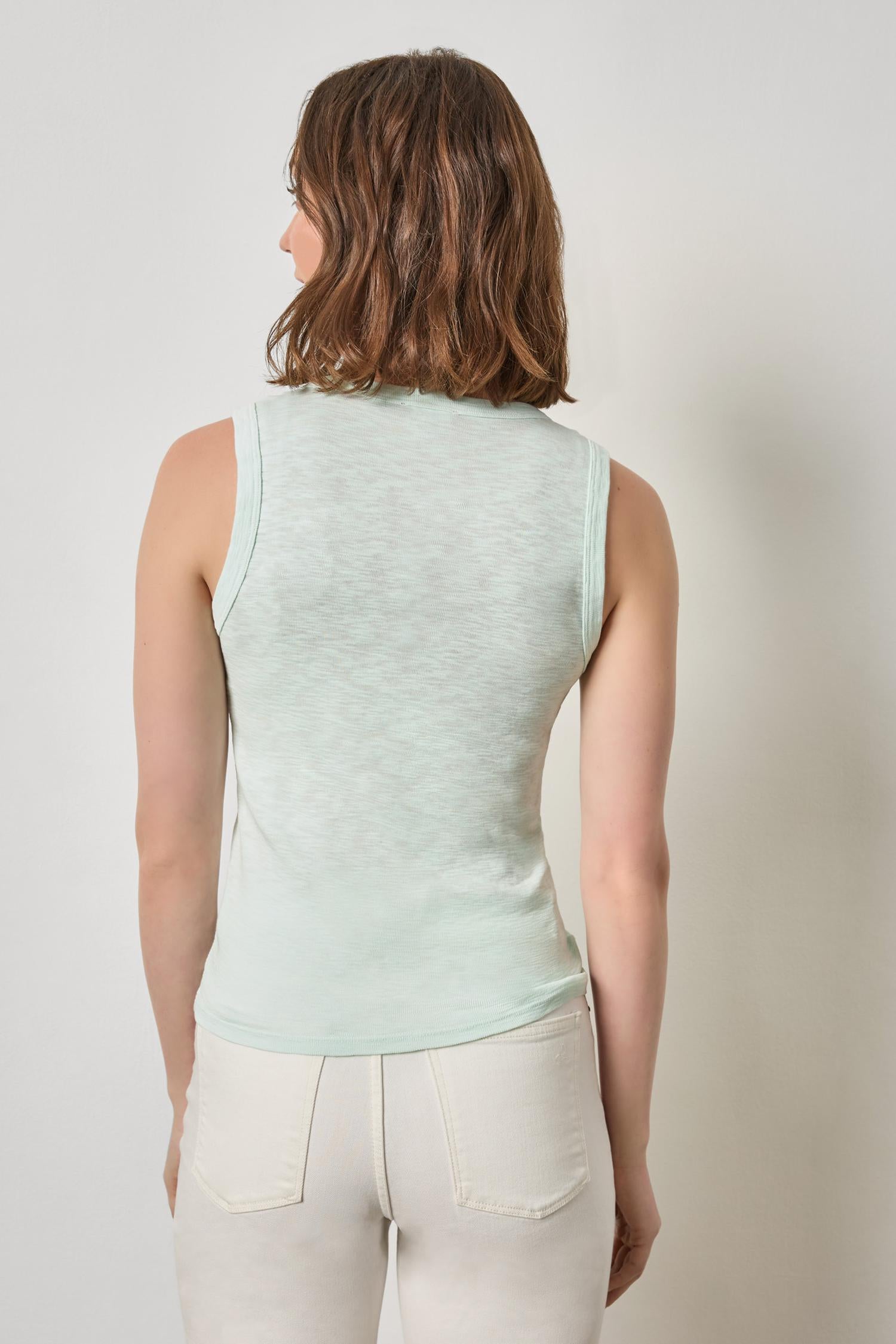 Ribbed Slub Scoop Neck Tank Womens Top Pool A2